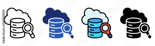 Database Search Icon Multiple Style Collection Set 