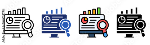 Data Monitoring Icon Multiple Style Collection Set 
