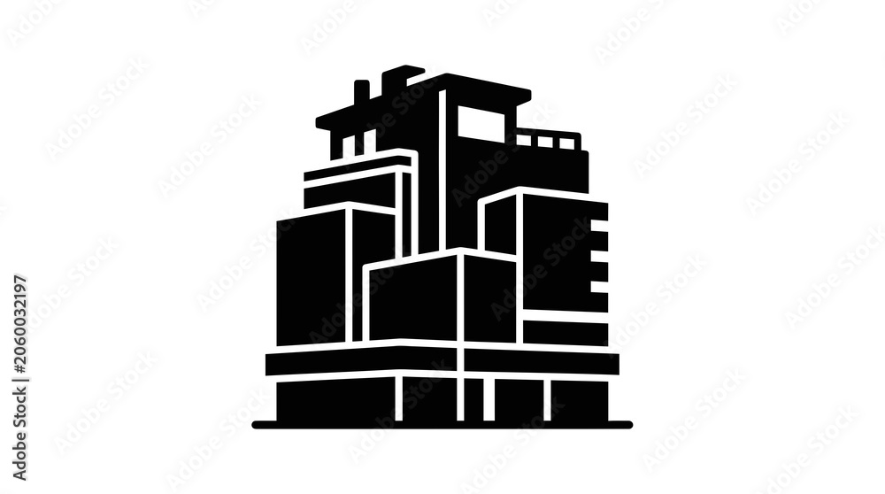 Fototapeta premium Modern Apartment Building Silhouette for Real Estate Design