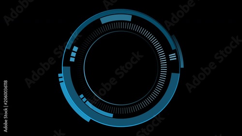 HUD Futuristic Circular Interface Animation Loop with Rotating Digital Technology Scanner Display