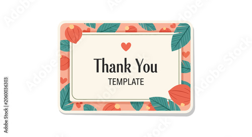 Tablou pe pânză Colorful Thank You Note Template Card.