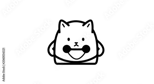 Konstfotografi Cute Cartoon Cat Face Smiling.
