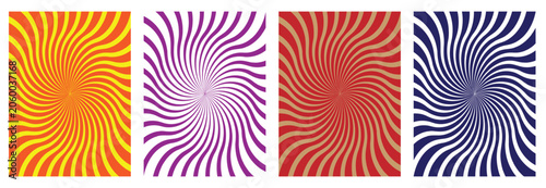 Canvastavla Vector set of groovy hippie 70s backgrounds