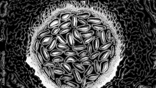 Abstract microscopic cell division organism animation