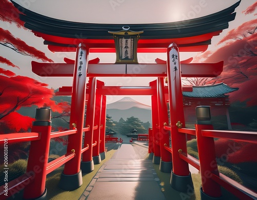 japanese gateway red torii gate