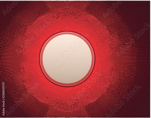 vintage retro red halftone dotted background with central circle badge frame