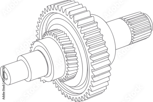Bilde på lerret Detailed of a mechanical gear assembly with multiple gears and a shaft