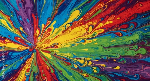 Vibrant Abstract Kaleidoscope Pattern with Radiating Colors and Symmetry