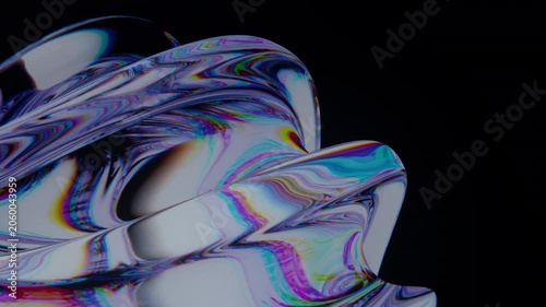 Glass Twisted Shape Iridescent Chromatic Dispersion Seamless Loop Animation 3D Render