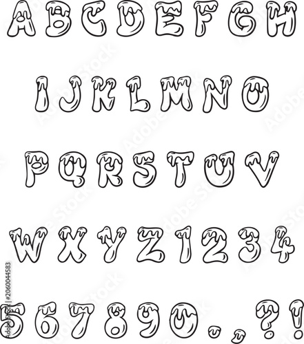 Handwritten frosted donut cake food sketch typography font lettering ABC cartoon vector text