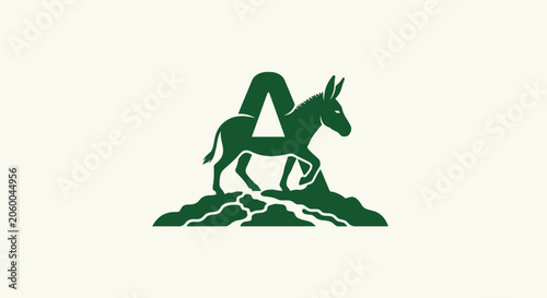 Green Donkey Logo with Letter A Design.