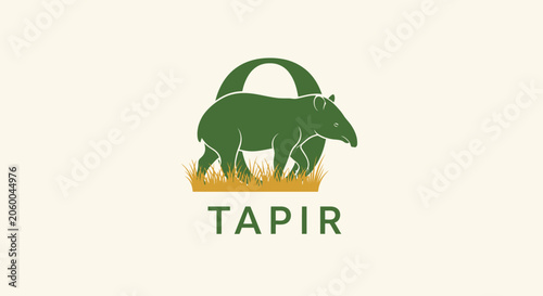 Green Tapir Logo with Grass and Text.