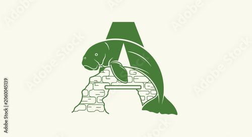 Green Alligator Logo Design with Letter A.