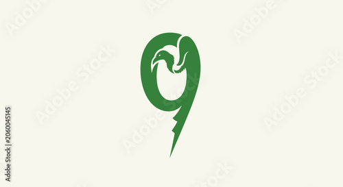 Green Curved Abstract Symbol Design.