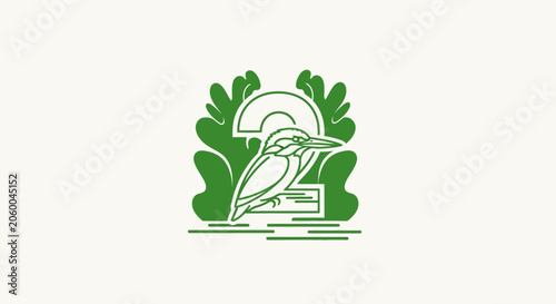 Green bird logo with leaves and circular design.