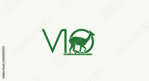 Green Goat Silhouette Logo Design with Letters.
