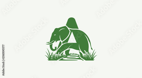Green Elephant Logo with Rider and Triangle Symbol.