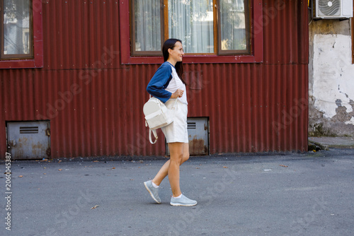 Healthy brunette woman outdoors portrait