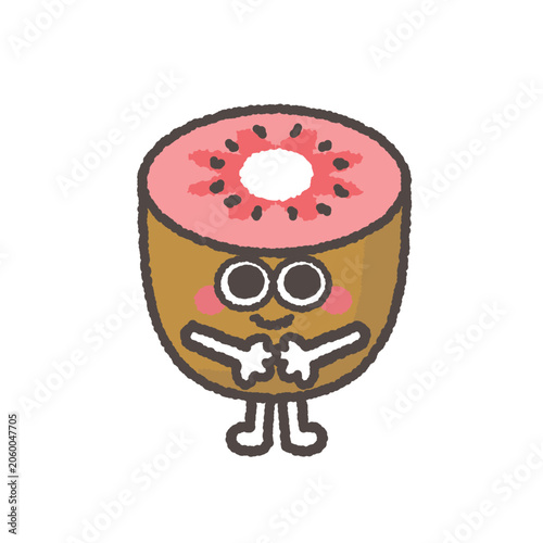 すまして笑うかわいいレッドキウイのキャラクター