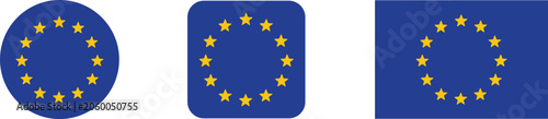 European union flag variations in circle rounded square and rectangle shapes