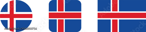 Foto Iceland flag variations in circle rectangle and square shapes