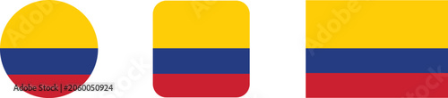 Fotografija Colombia flag variations in circle rounded rectangle and rectangle shapes