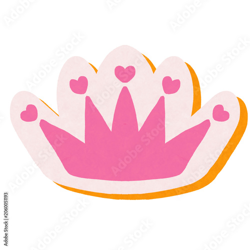 Cute Pink Princess Crown Tiara Sticker Graphic with Small Heart Details