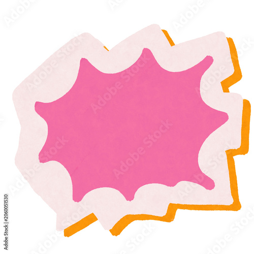 Blank Pink Comic Splash and Explosion Burst Shape Sticker Element
