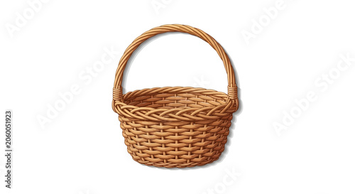 Woven basket with handle made straw.