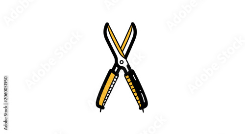 Yellow and black handled scissors.