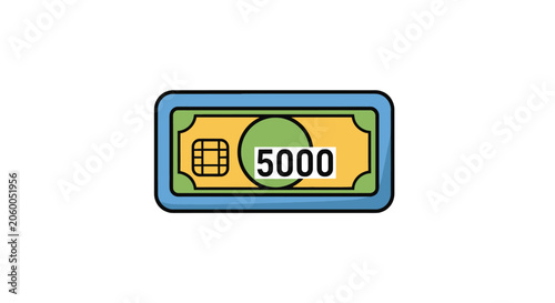 Yellow Five Thousand Currency Note.