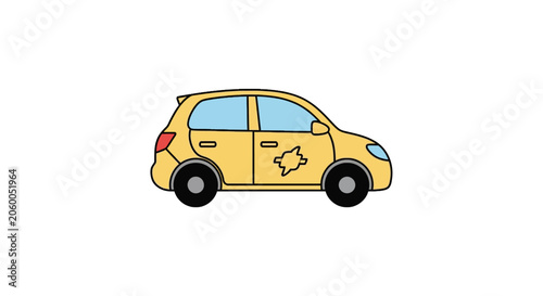 Yellow Car with Star Design.