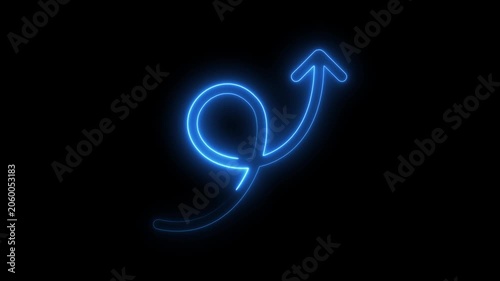 Glowing Blue Male Symbol Neon Sign Arrow Upward Motion blue neon glowing symbol