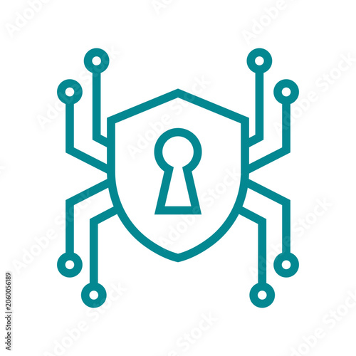 Cuadro en lienzo Cyber Security Shield Logo Design Illustration
