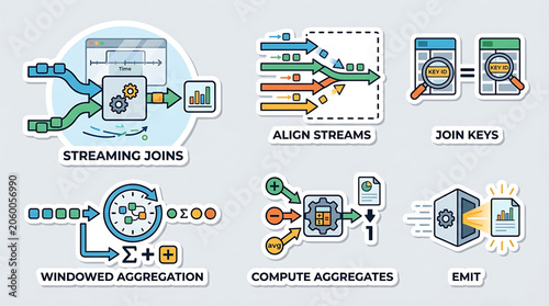 The RJ_VQ4PTH_VF diagram illustrates streaming joins processing data with aligned streams and computed aggregates.