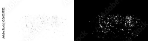 Obraz na plátně PNG image of Abstract white dust particles on black, floating spray paint splatt