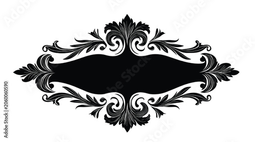 Ornamental border featuring a symmetrical victorian flourish provides a decorative element for elegant invitations or formal graphic design projects.