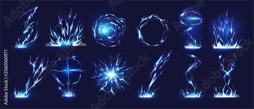 Fotografía Lightning shapes in circular and linear variations