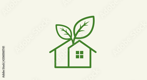 Valokuva A green house with leaves on the roof represents eco friendly living