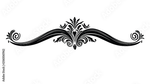 Divider scroll features an elongated black ink flourish that acts as a refined horizontal separator for elegant document formatting and professional design layouts.
