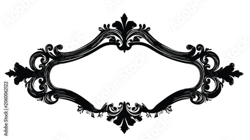 Frame border consists of a detailed black calligraphic scrollwork pattern that offers a sophisticated central space for personalized text or artistic graphic display.