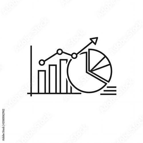Premium Business Growth Analytics Outline Vector Chart Icon