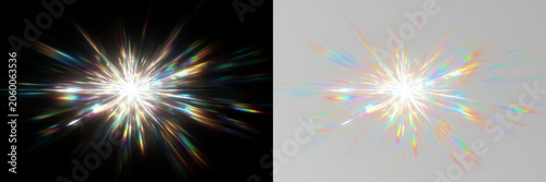 Foto Transparent png of bright multicolor light flare overlay with glowing starburst