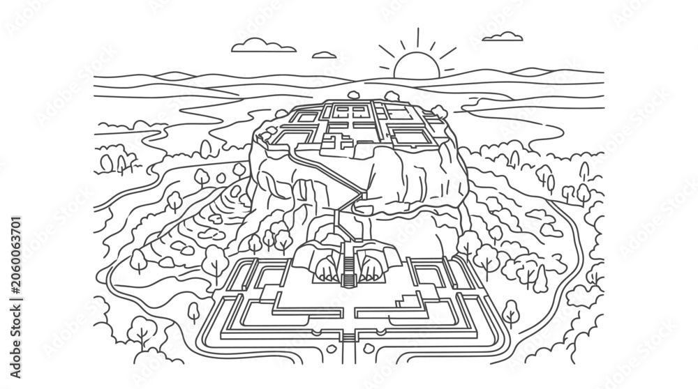 Obraz premium Ancient fortified city on cliffside.