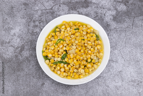 The stir-fried corn on the plate