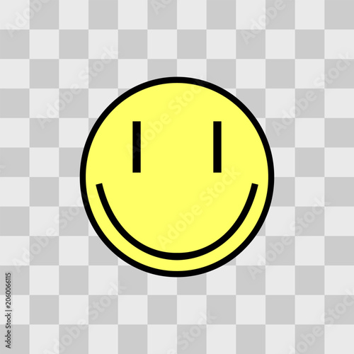 Yellow smiley icon. Emotion. Happy. On transparent background.