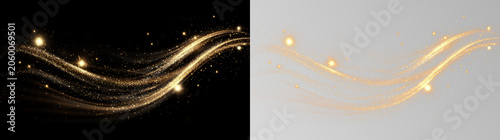 Quadro su tela Transparent png swirl of orange sparkling light dust overlay with glowing wave e