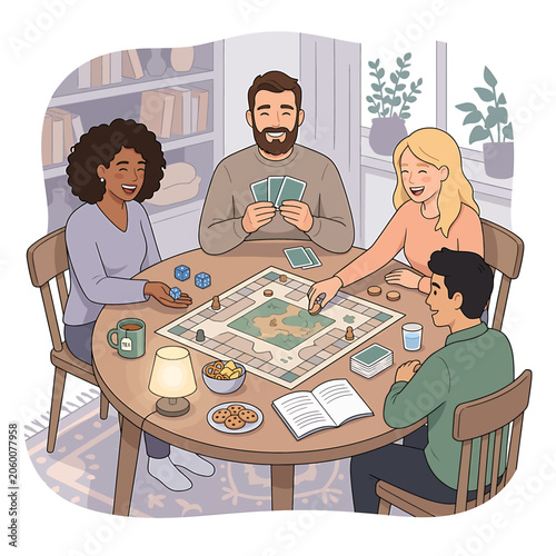 Friends Playing Board Game Together.