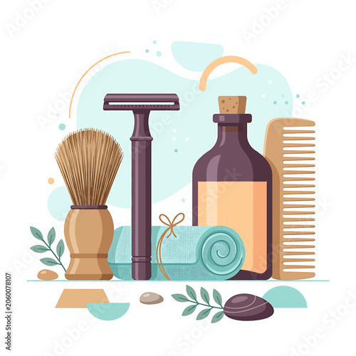 Obraz na plátně Shaving kit with brush and accessories.