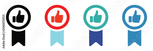 Tableau sur toile Verified badge icon set showcasing approved check mark symbols for verification, quality assurance, certification, credibility, and trusted service indicators